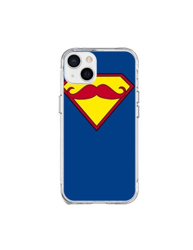 Coque iPhone 15 Plus Super Moustache Movember Superman - Bertrand Carriere