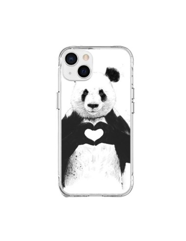 Coque iPhone 15 Plus Panda Amour All you need is love - Balazs Solti