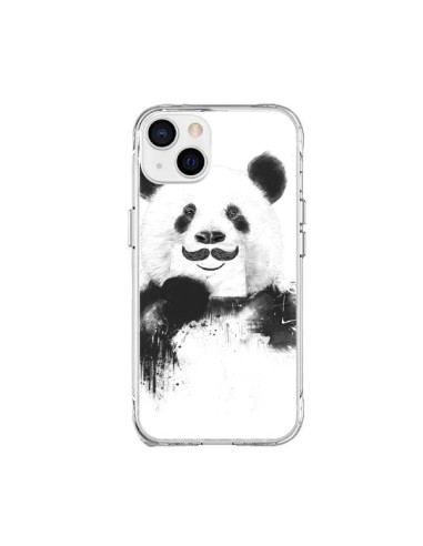 Coque iPhone 15 Plus Funny Panda Moustache Movember - Balazs Solti