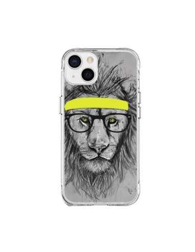 Coque iPhone 15 Plus Hipster Lion - Balazs Solti