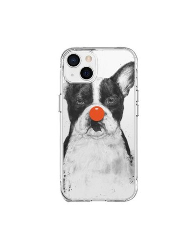 Coque iPhone 15 Plus Clown Bulldog Dog Chien Transparente - Balazs Solti