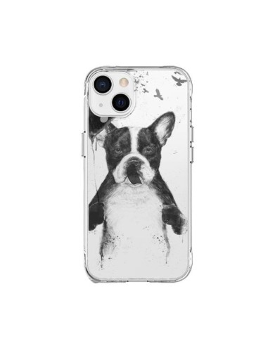 Coque iPhone 15 Plus Love Bulldog Dog Chien Transparente - Balazs Solti
