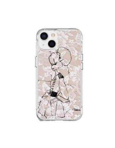 Coque iPhone 15 Plus Croquis Dentelle Femme Fashion Mode - Cécile