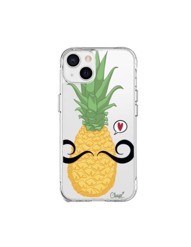 Coque iPhone 15 Plus Ananas Moustache Transparente - Chapo