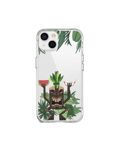 Cover iPhone 15 Plus Tiki Thailandia Giungla Legno Trasparente - Chapo