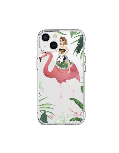 Coque iPhone 15 Plus Lolo Love Flamant Rose Chien Transparente - Chapo