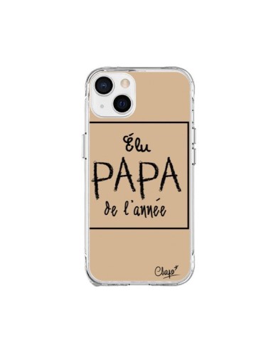Coque iPhone 15 Plus Elu Papa de l'Année Beige - Chapo