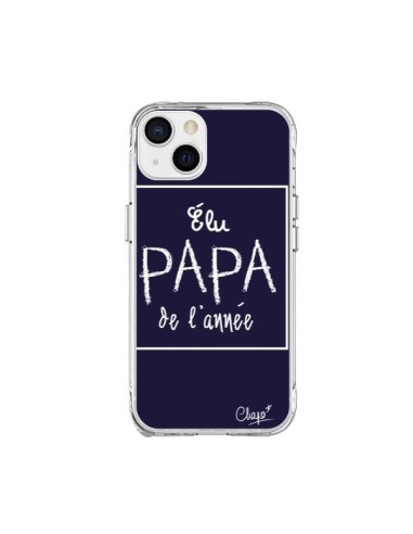 Coque iPhone 15 Plus Elu Papa de l'Année Bleu Marine - Chapo