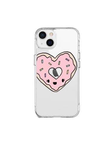 Coque iPhone 15 Plus Donuts Heart Coeur Rose Transparente - Claudia Ramos