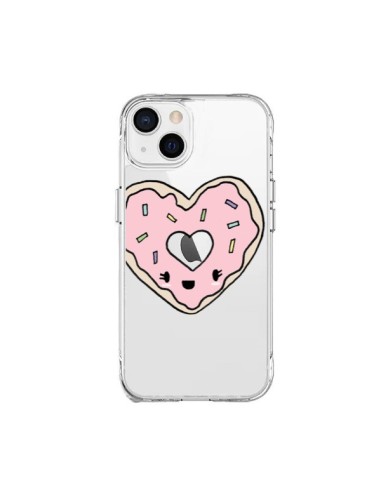 Cover iPhone 15 Plus Ciambella Cuore Rosa Trasparente - Claudia Ramos