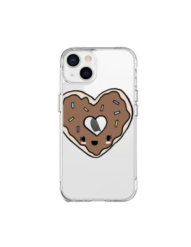 Coque iPhone 15 Plus Donuts Heart Coeur Chocolat Transparente - Claudia Ramos