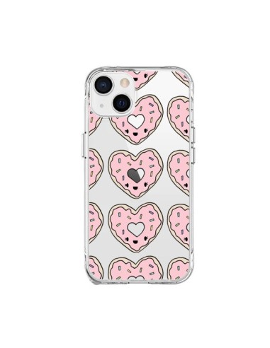 Coque iPhone 15 Plus Donuts Heart Coeur Rose Pink Transparente - Claudia Ramos