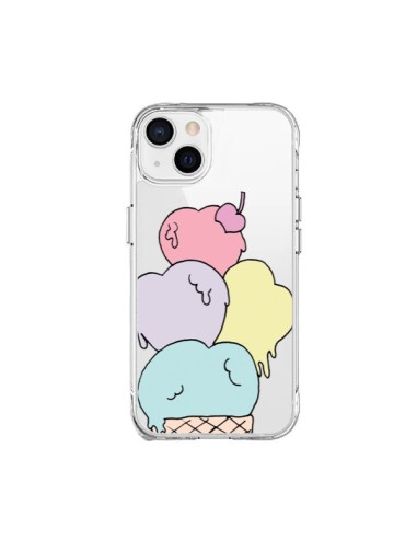 Coque iPhone 15 Plus Ice Cream Glace Summer Ete Coeur Transparente - Claudia Ramos