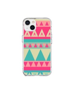 Coque iPhone 15 Plus Azteque Rose Vert - Eleaxart