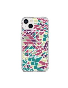 Cover iPhone 15 Plus Azteco Triangoli Verde Viola - Eleaxart