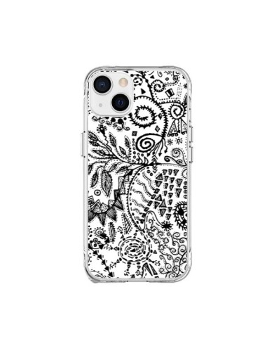 Cover iPhone 15 Plus Azteco Bianco e Nero - Eleaxart