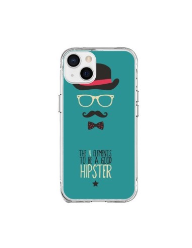 Coque iPhone 15 Plus Chapeau, Lunettes, Moustache, Noeud Papillon To Be a Good Hipster - Eleaxart