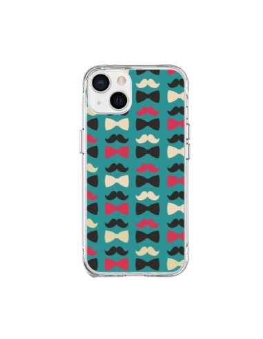 Coque iPhone 15 Plus Hipster Moustache Noeud Papillon - Eleaxart