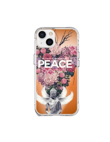 Coque iPhone 15 Plus Peace Fleurs Buddha - Eleaxart