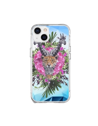 Coque iPhone 15 Plus Girafes Lion Tigre Jungle - Eleaxart
