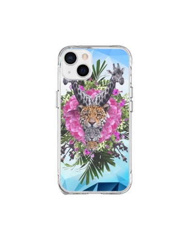 Cover iPhone 15 Plus Giraffe Leoni Tigri Giungla - Eleaxart