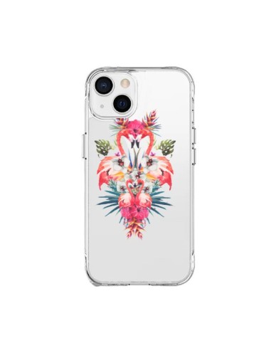 Coque iPhone 15 Plus Tropicales Flamingos Tropical Flamant Rose Summer Ete - Eleaxart