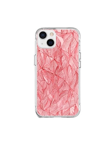 Coque iPhone 15 Plus Courbes Meandre Rouge Cerise - Léa Clément