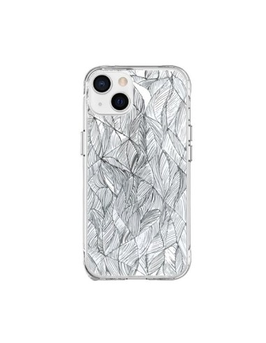 iPhone 15 Plus Case Leaves Black and White - Léa Clément