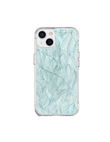 Coque iPhone 15 Plus Courbes Meandre Bleu Vert Nuageux - Léa Clément