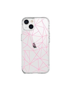 Cover iPhone 15 Plus Linee Trangolo Rosa Trasparente -...