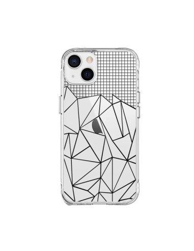 Coque iPhone 15 Plus Lignes Grille Grid Abstract Noir Transparente - Project M