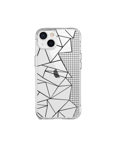 Coque iPhone 15 Plus Lignes Grilles Side Grid Abstract Noir Transparente - Project M