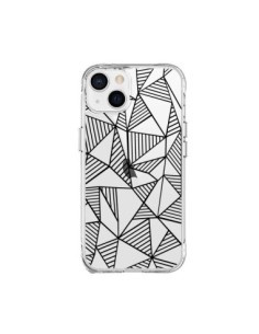 iPhone 15 Plus Case Lines Triangles Grid Abstract Black...