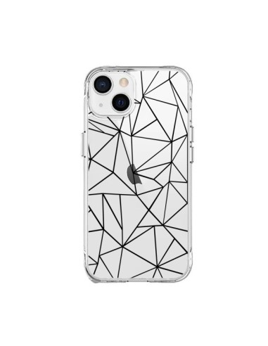 Cover iPhone 15 Plus Linee Triangoli Grid Astratto Nero Trasparente - Project M