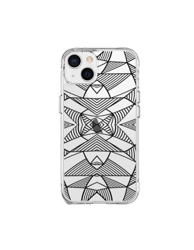 iPhone 15 Plus Case Lines Mirrors Grid Triangles Abstract Black Clear - Project M