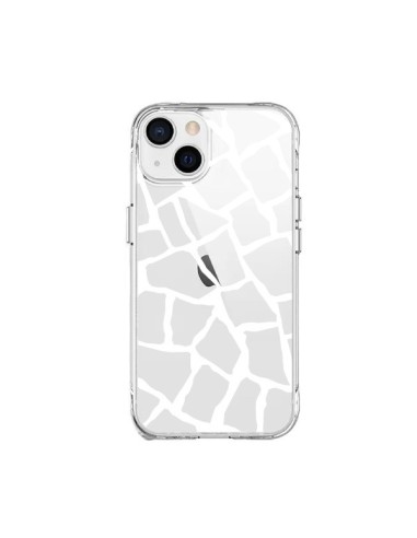 Coque iPhone 15 Plus Girafe Mosaïque Blanc Transparente - Project M