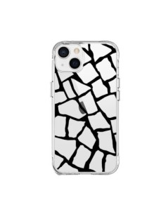 Coque iPhone 15 Plus Girafe Mosaïque Noir Transparente -...
