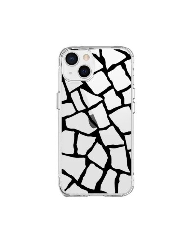 Coque iPhone 15 Plus Girafe Mosaïque Noir Transparente - Project M
