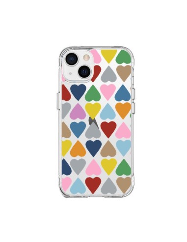 Coque iPhone 15 Plus Coeurs Heart Couleur Transparente - Project M