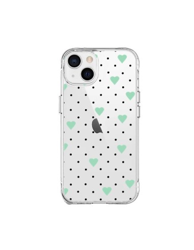 iPhone 15 Plus Case Points Hearts Green Mint Clear - Project M