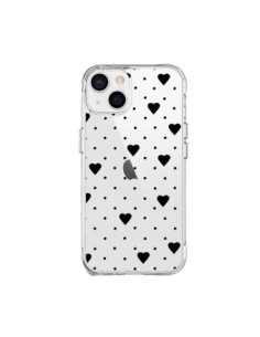 Cover iPhone 15 Plus Punti Cuori Nero Trasparente -...