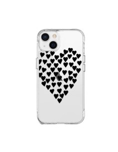 Coque iPhone 15 Plus Coeurs Heart Love Noir Transparente...