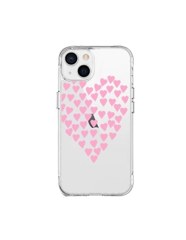Coque iPhone 15 Plus Coeurs Heart Love Rose Pink Transparente - Project M