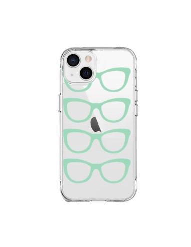 Cover iPhone 15 Plus Occhiali da Sole Verde Menta Trasparente - Project M