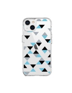 iPhone 15 Plus Case Triangles Ice Blue Black Clear -...