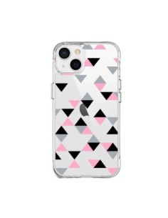 Cover iPhone 15 Plus Triangoli Rosa Nero Trasparente -...