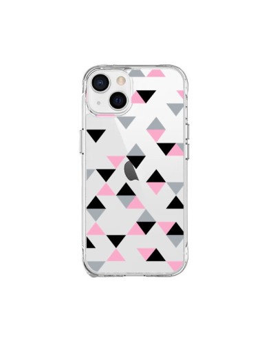 Cover iPhone 15 Plus Triangoli Rosa Nero Trasparente - Project M