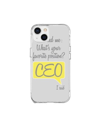 Coque iPhone 15 Plus What's your favorite position CEO I said, jaune - Shop Gasoline