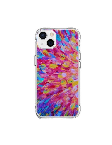 Cover iPhone 15 Plus Fiori Blu Rosa Splash - Ebi Emporium