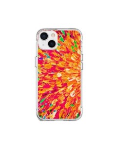 Cover iPhone 15 Plus Fiori Arancioni Neon Splash - Ebi...